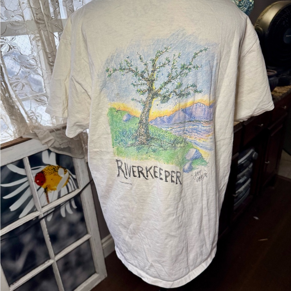 90sVintage Gerry Garcia Hard Rock Cafe White Short Sleeve Tee with back Graphic